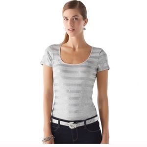 White House | Black Market Grey/Silver Sequin Tee